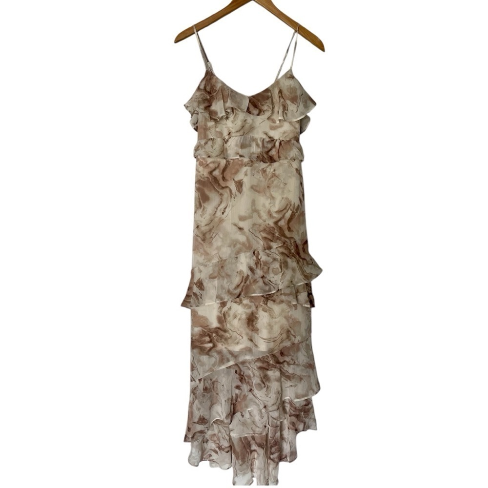 blu pepper | Marble Ruffle Tiered Midi Dress Wedding Formal Party Graduation